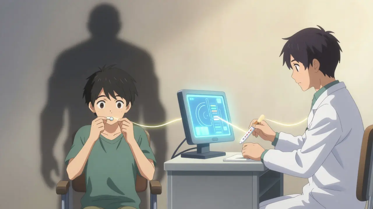 Split scene: risk vs. safe monitoring, connected by light, symbolizing informed medication use.