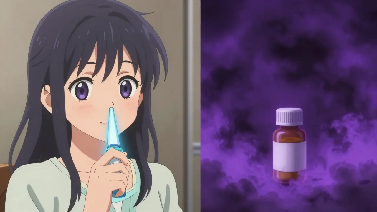 Anime conceptual art comparing safe and risky medications for breastfeeding mothers