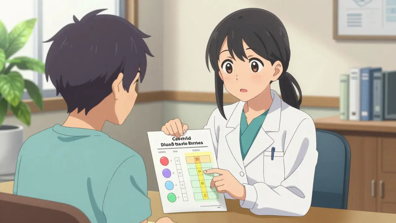 Anime scene of a patient receiving a friendly consultation from a diabetes specialist.