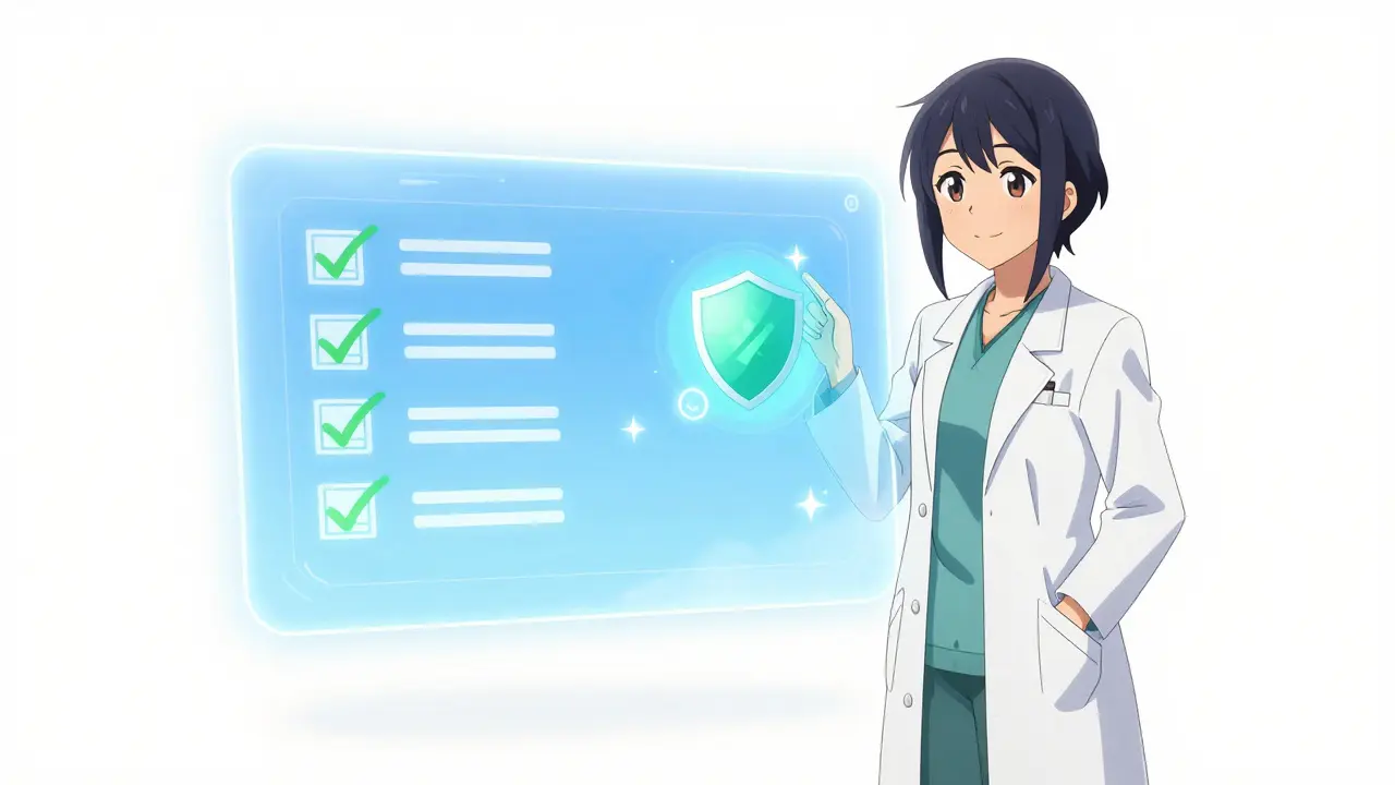 Anime pharmacist explaining safe online pharmacy verification