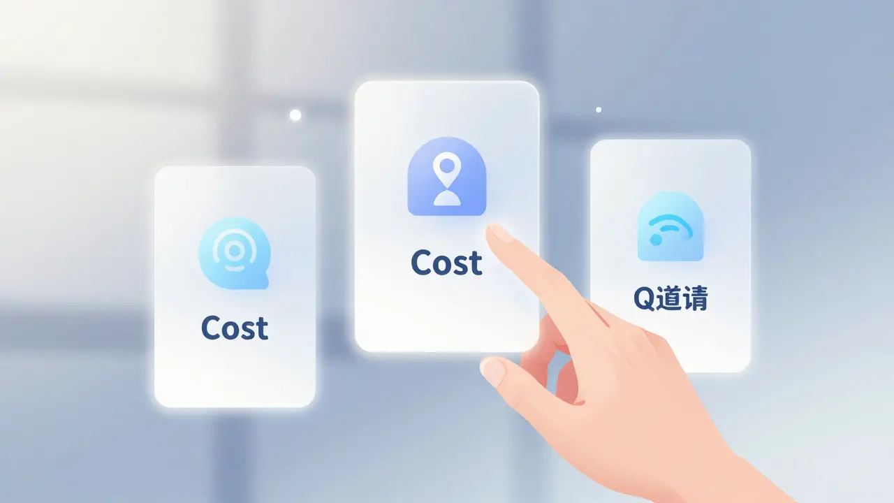 Hand selecting digital healthcare options from glowing cards