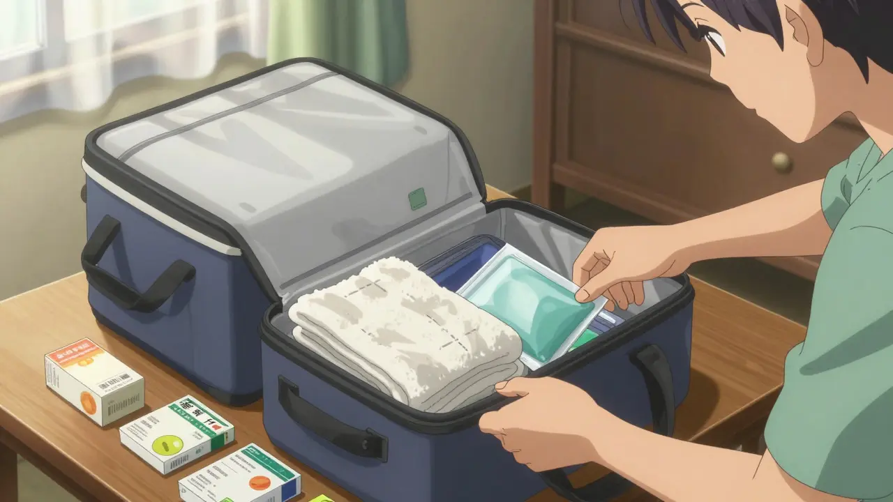 Packing medications in insulated travel bag