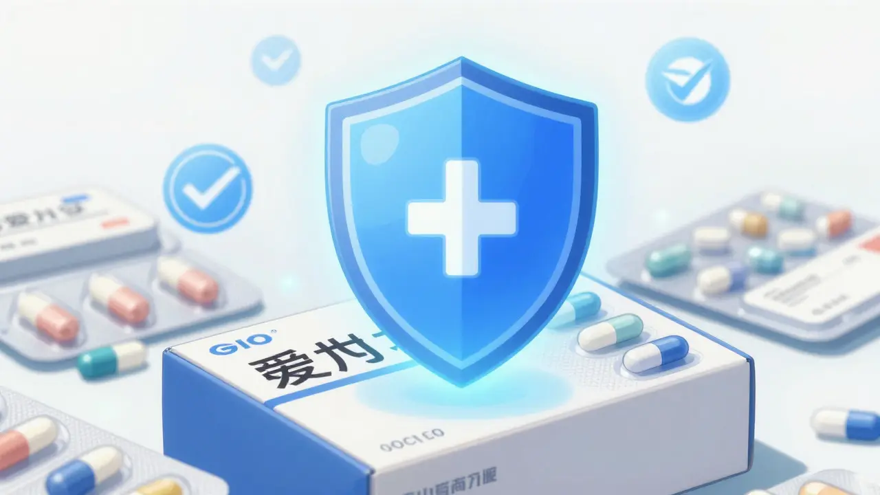 Anime illustration of secure medication delivery protected by a glowing shield