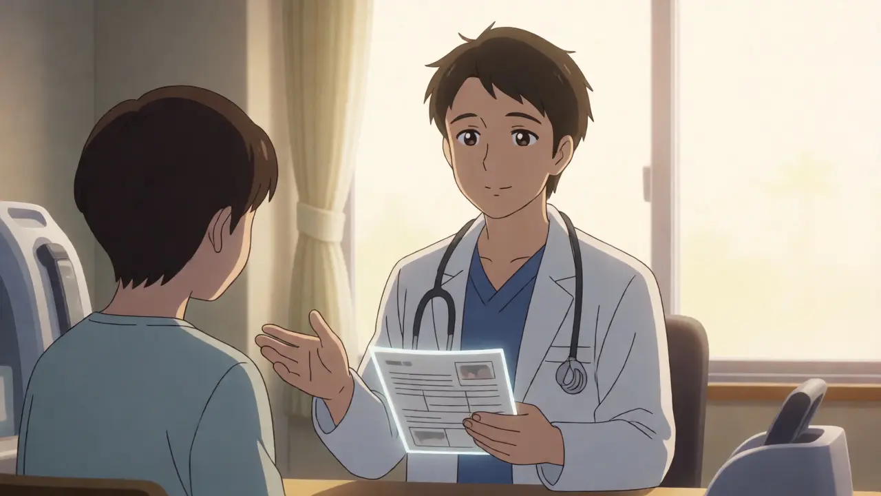 Doctor reassuring patient in a safe medical consultation