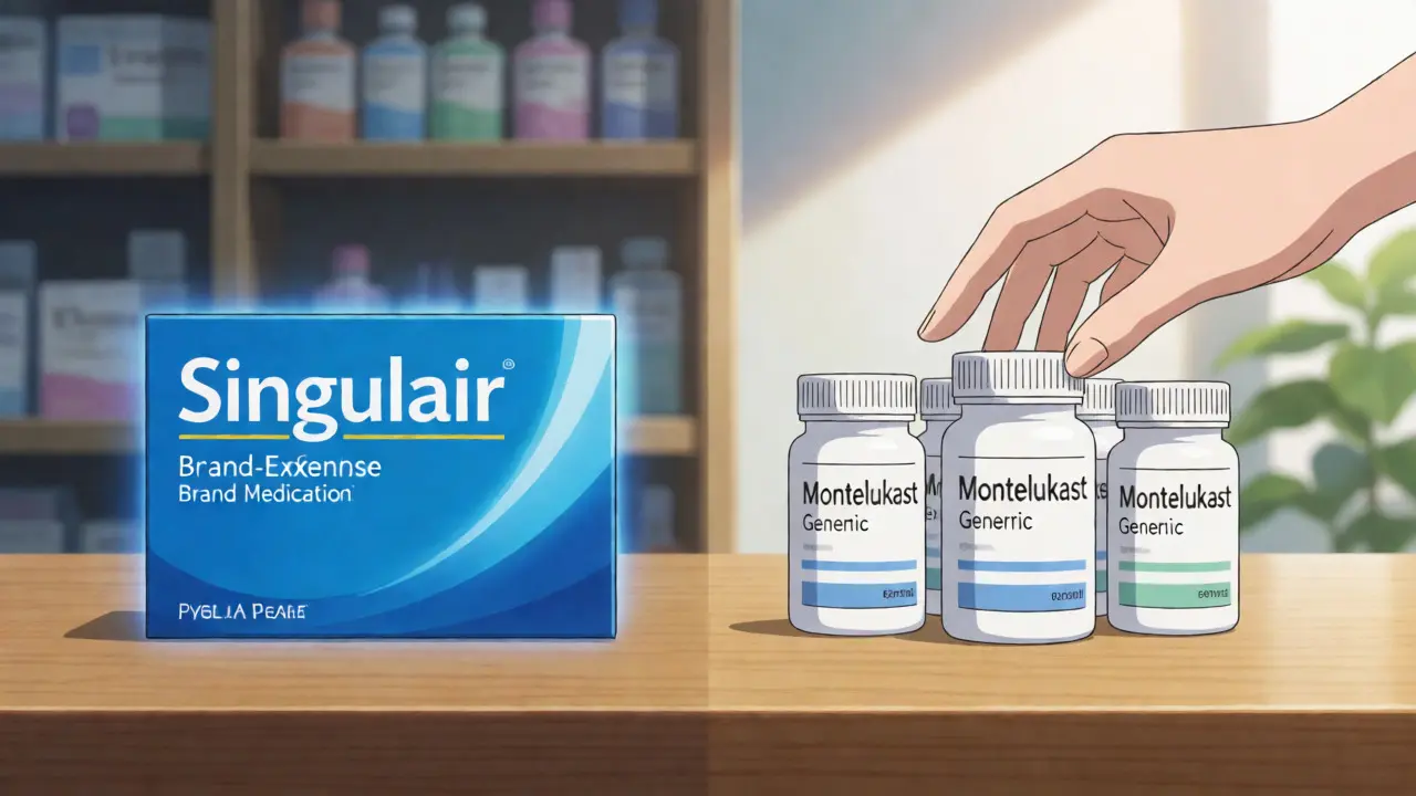 Visual comparison of expensive brand-name drugs versus affordable generic options.